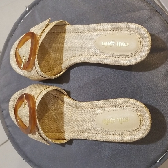 💕CULT GAIA💕 Nelly Sandal Tan Natural Raffia Open Toe Mule Low Heel 60s 39 NWT - Picture 9 of 16